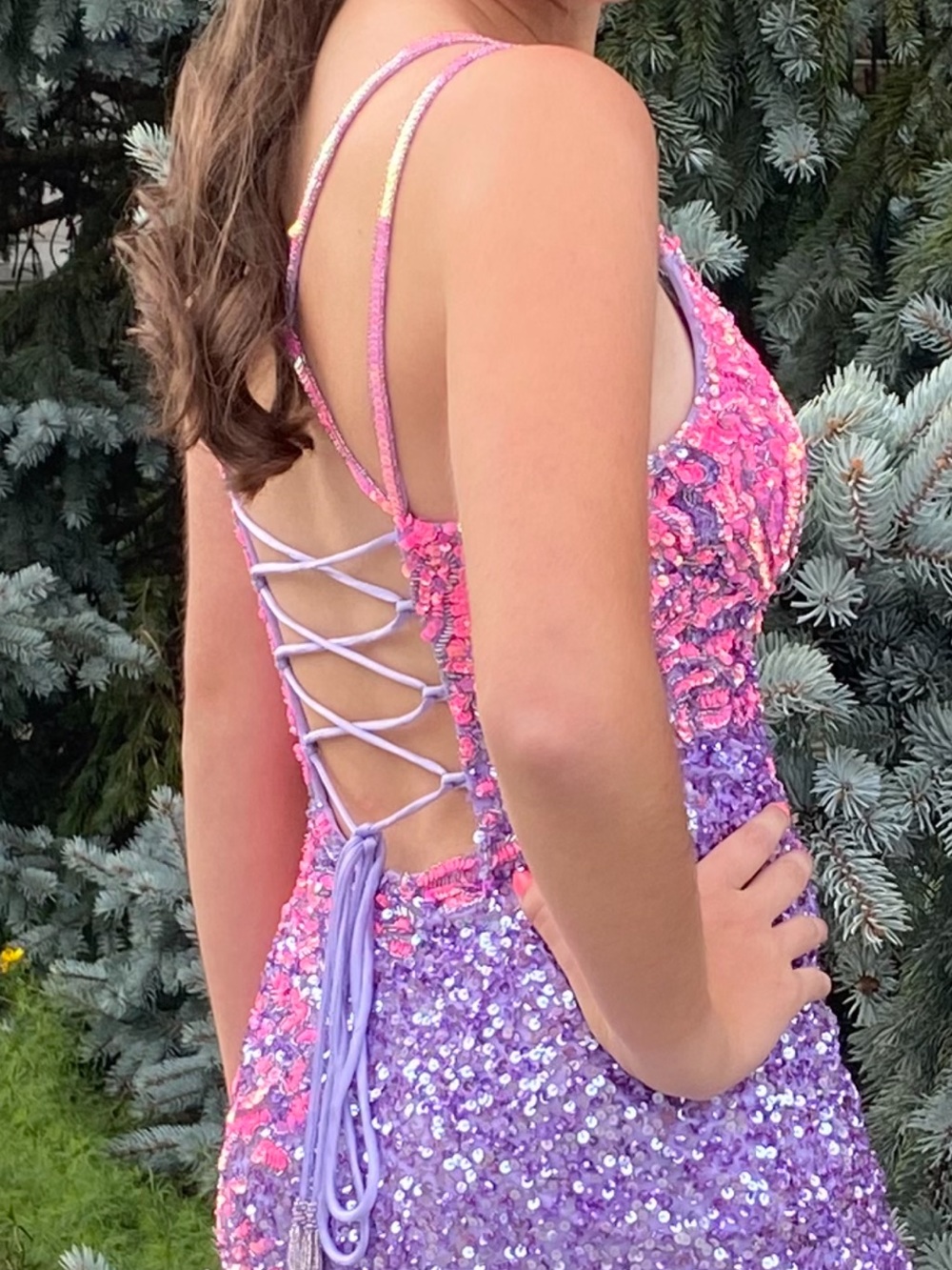 Rachel Allen Pink & Purple Sequin Party Dress - Picture 4 of 4